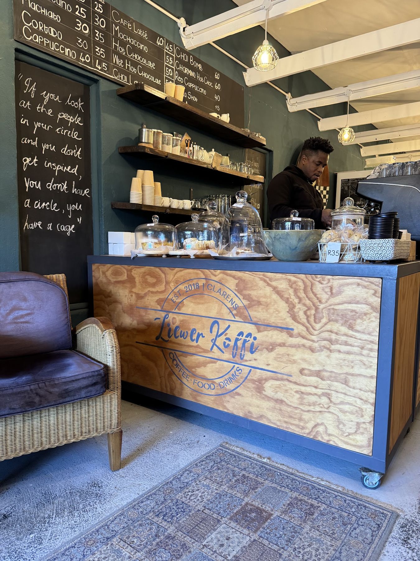 Our counter and blackboard menu