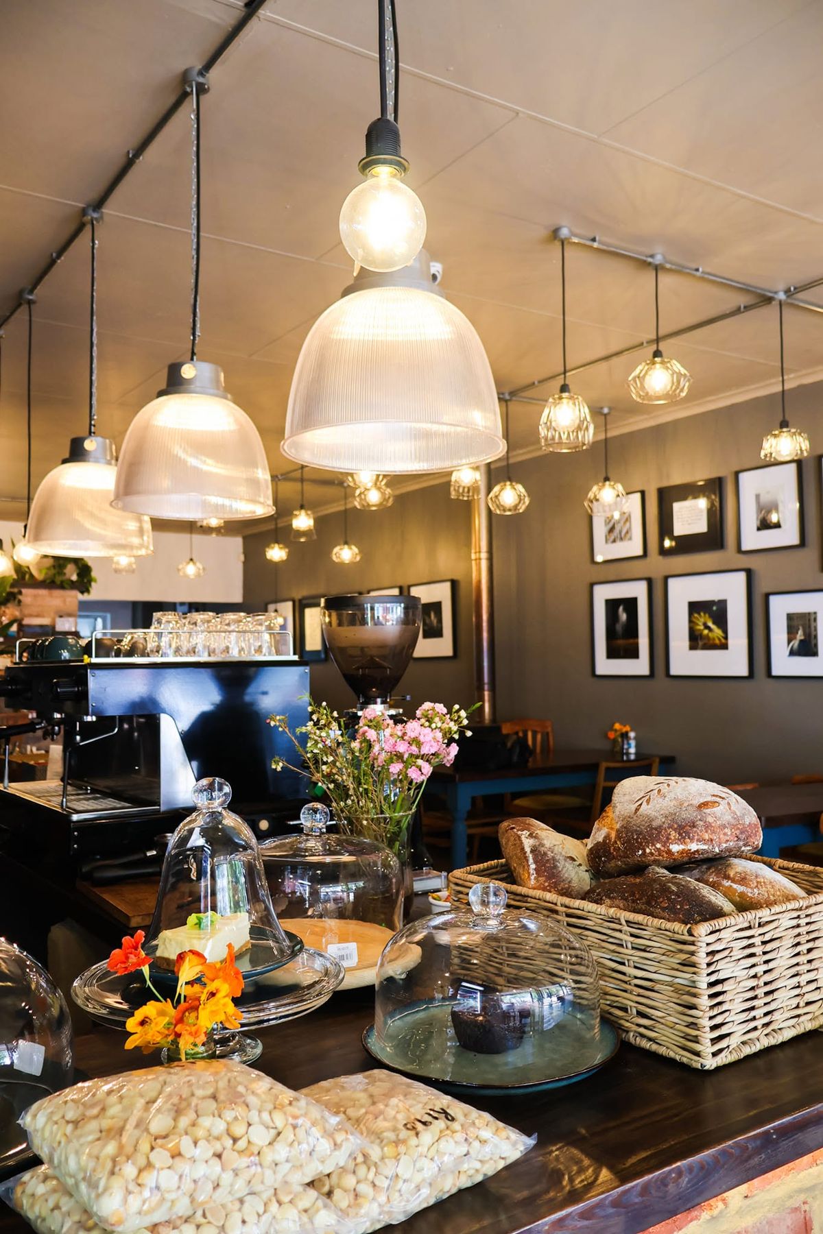 The coffee bar with pendant lights